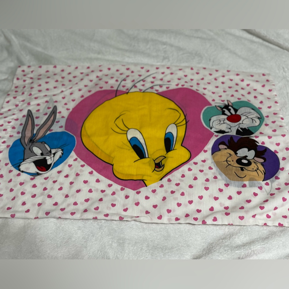 Vintage 1994 Looney Tunes Tweety Bird Bugs Bunny Taz Twin Bed Sheet Set